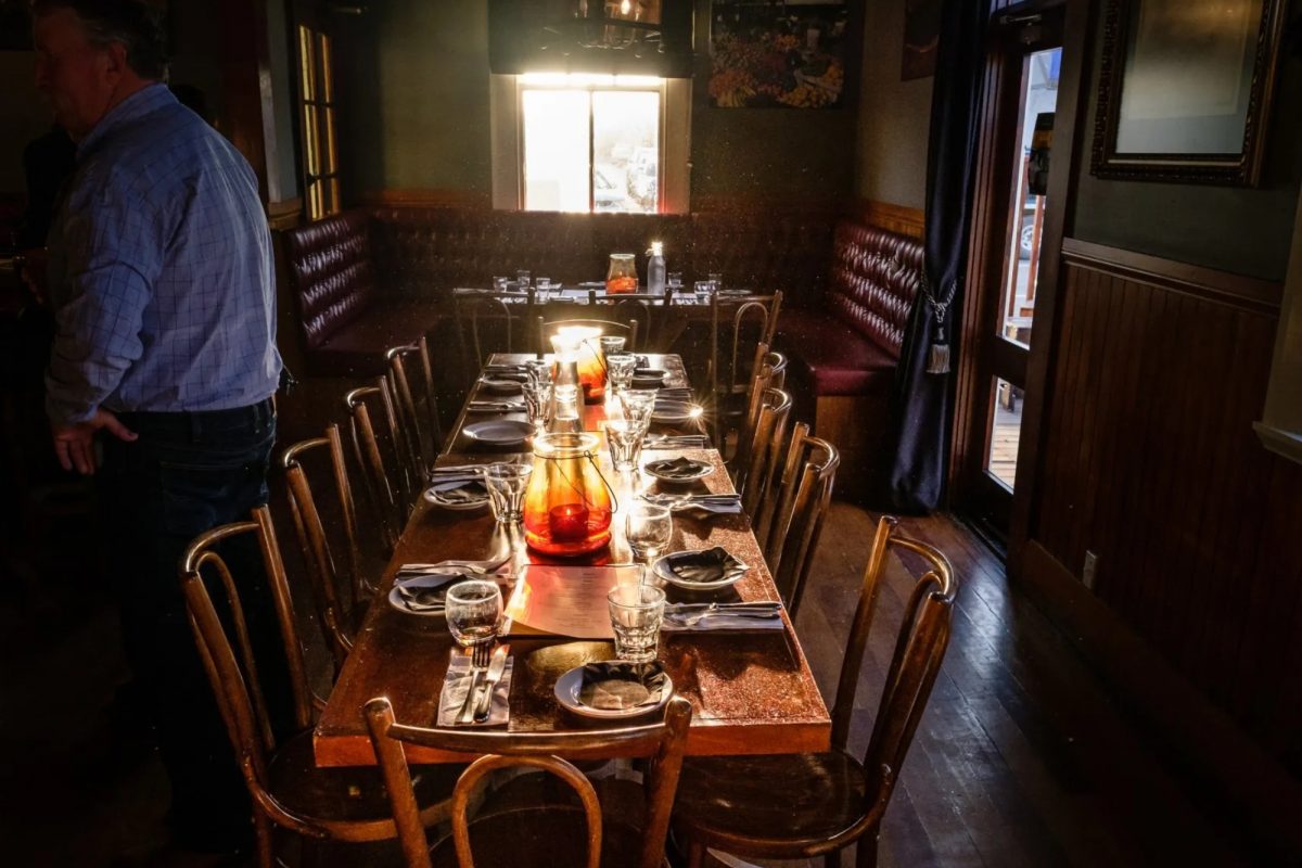 Cosy restaurant dining setting in Methven with candlelit table.